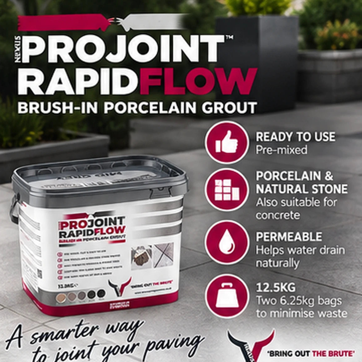 Nexus ProJoint RapidFlow Brush-In Porcelain Grout – 12.5kg