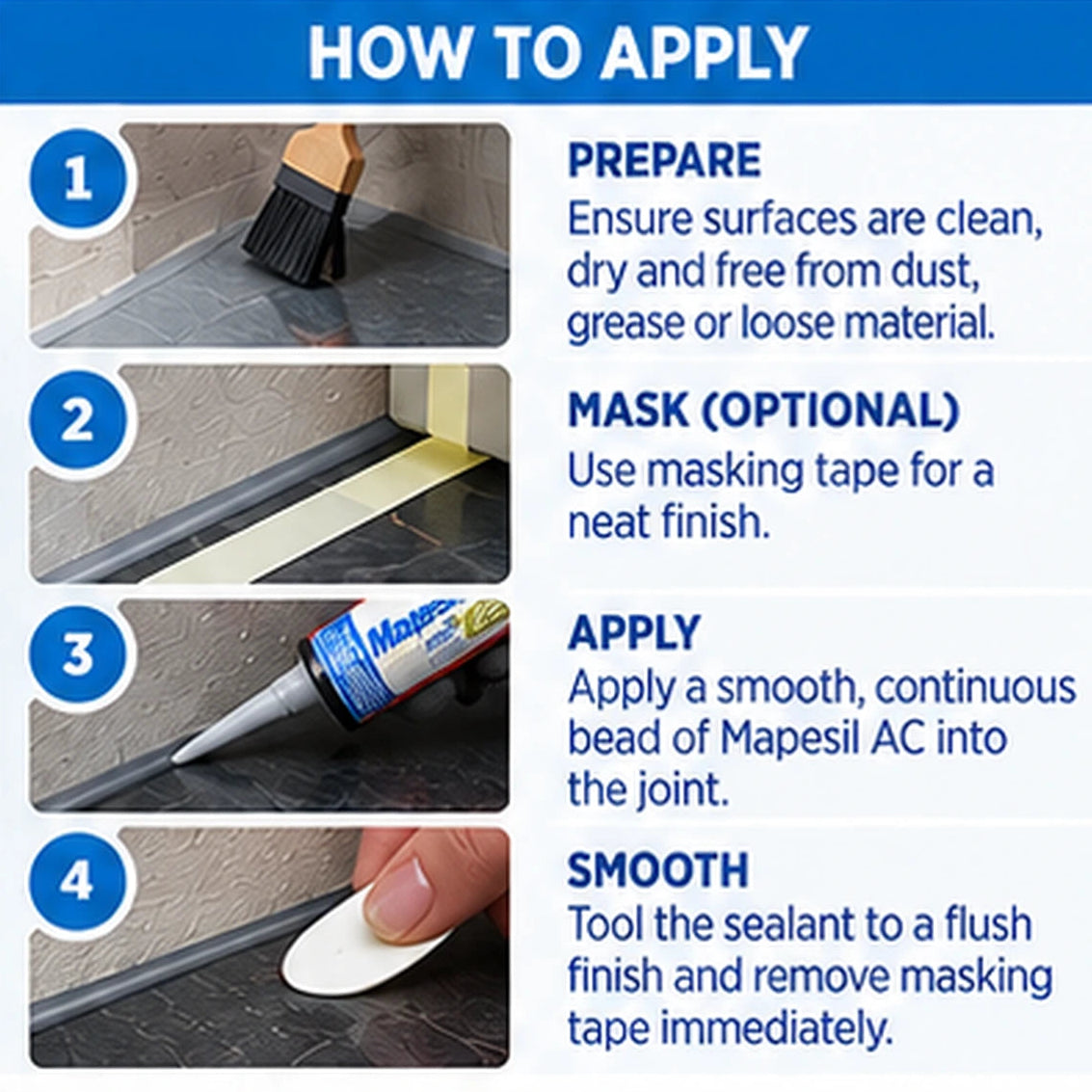 Mapei Mapesil AC Zero Flexible Silicone Sealant for Fire Hearth Expansion Joints – 310ml
