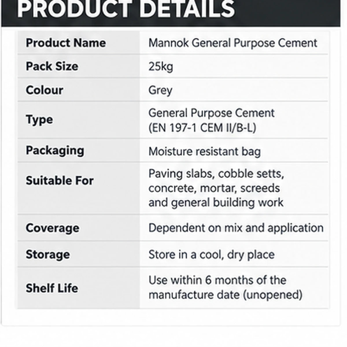 Mannok General Purpose Cement – 25kg