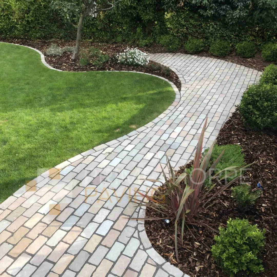 Raj Green Sandstone Cobble Setts - 200x100mm