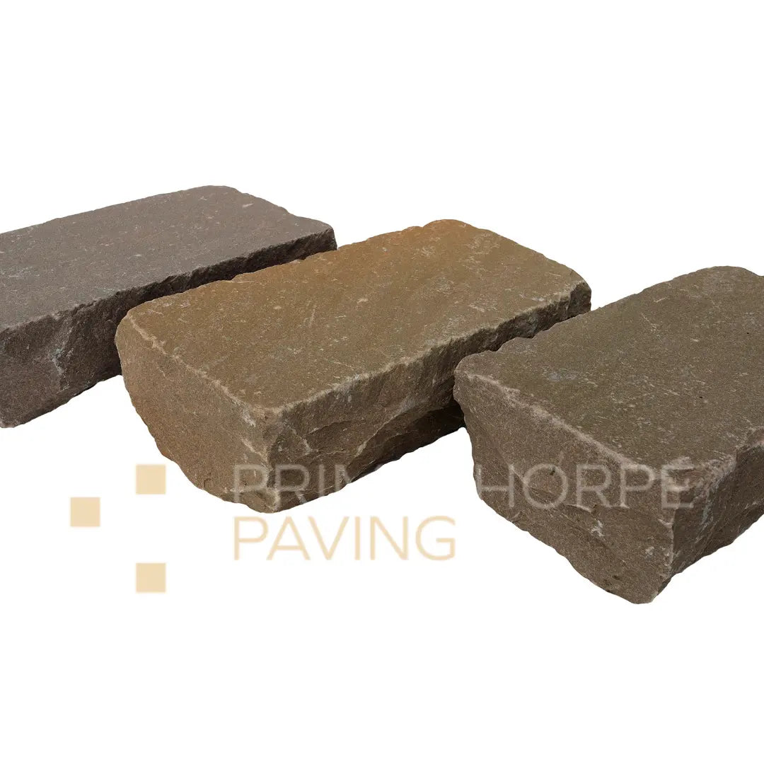 Raj Green Sandstone Cobble Setts - 200x100mm