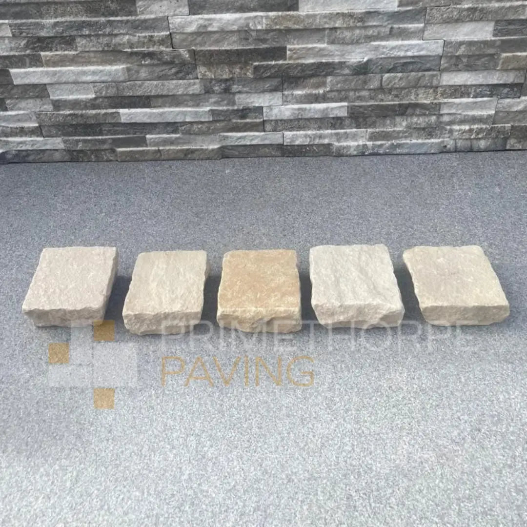 Fossil Mint Sandstone Cobble Setts - 100x100mm