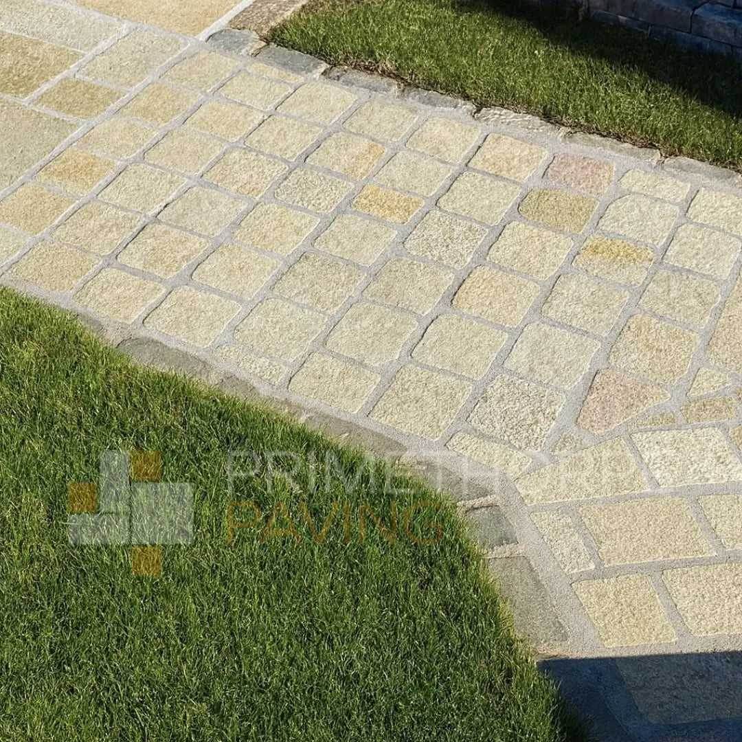 Yellow Limestone Cobble Setts - 100x100mm