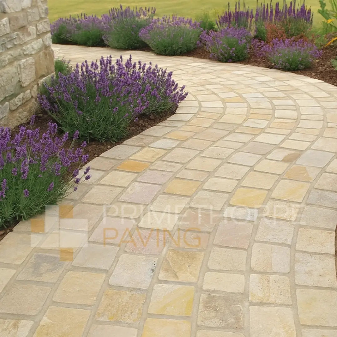 Fossil Mint Sandstone Cobble Setts - 100x100mm
