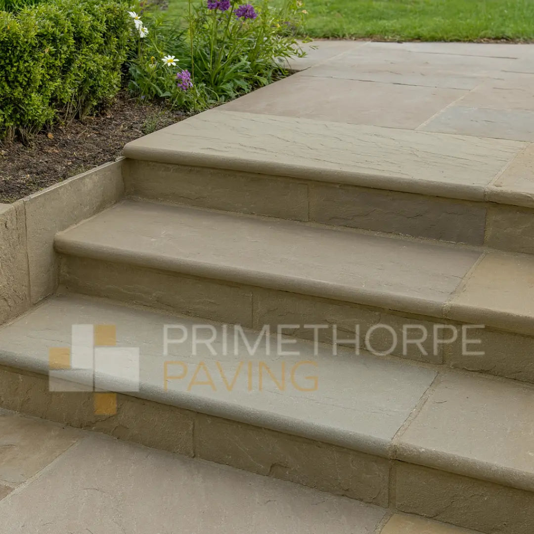 Raj Green Sandstone Bullnosed Steps - Rounded Front Edge