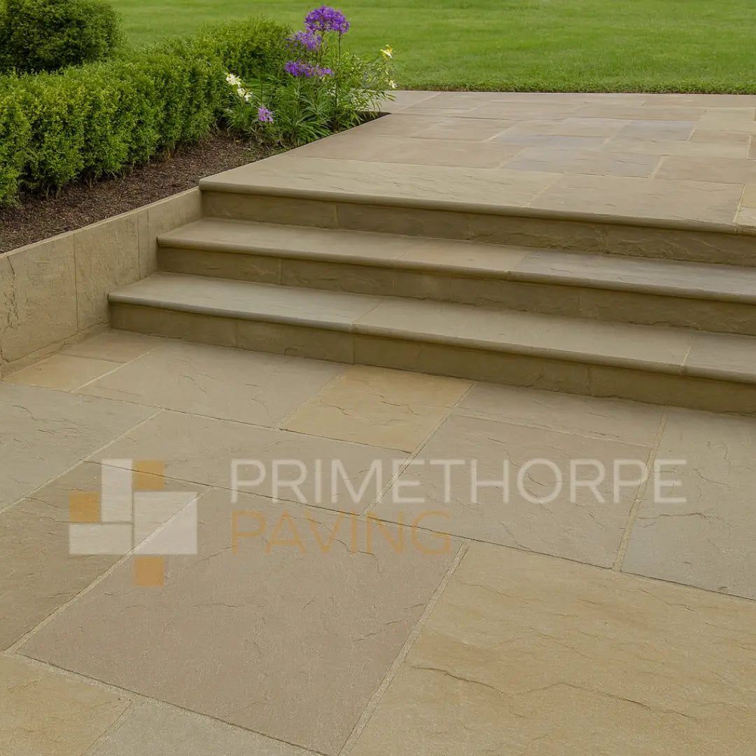 Raj Green Sandstone Bullnosed Steps - Rounded Front Edge