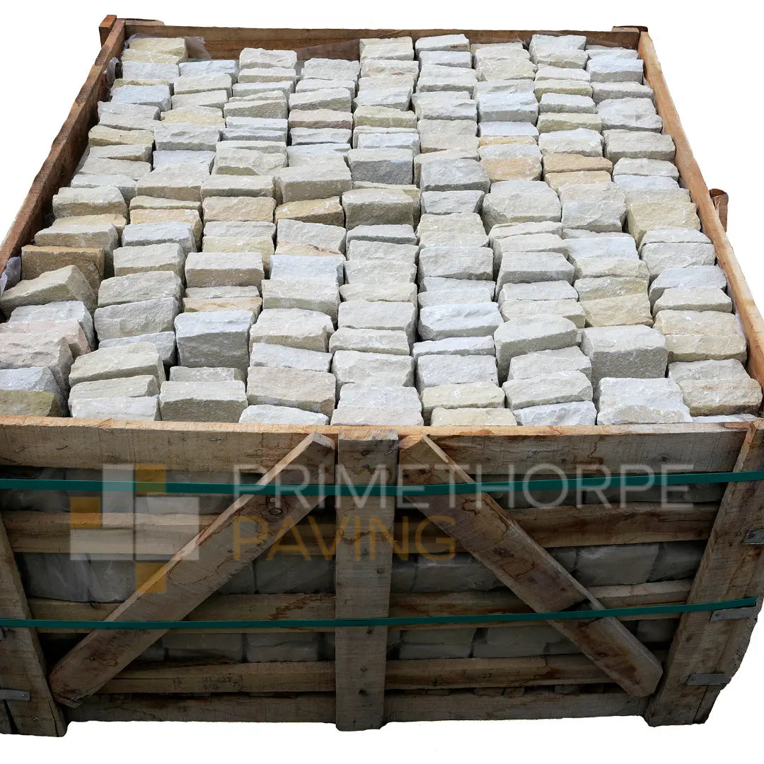 Fossil Mint Sandstone Cobble Setts - 100x100mm