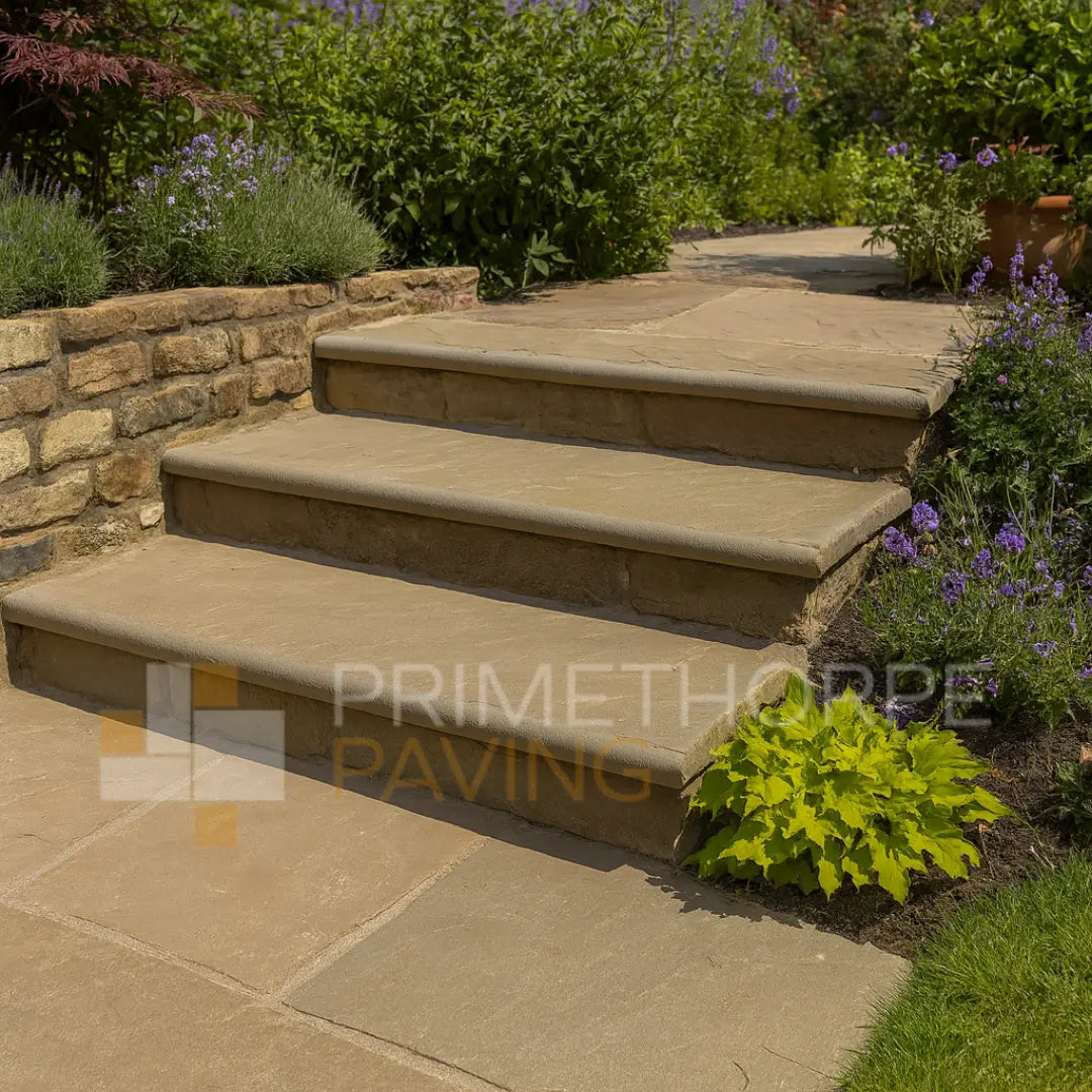 Raj Green Sandstone Bullnosed Steps - Rounded Front Edge