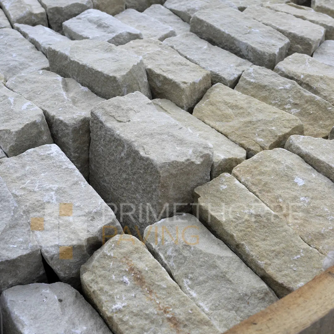 Fossil Mint Sandstone Cobble Setts - 100x100mm