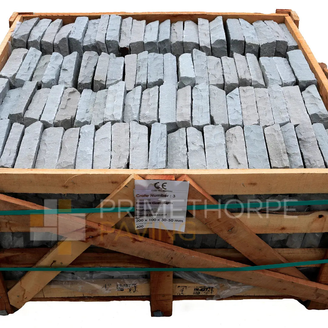 Kandla Grey Sandstone Cobble Setts - 200x100mm
