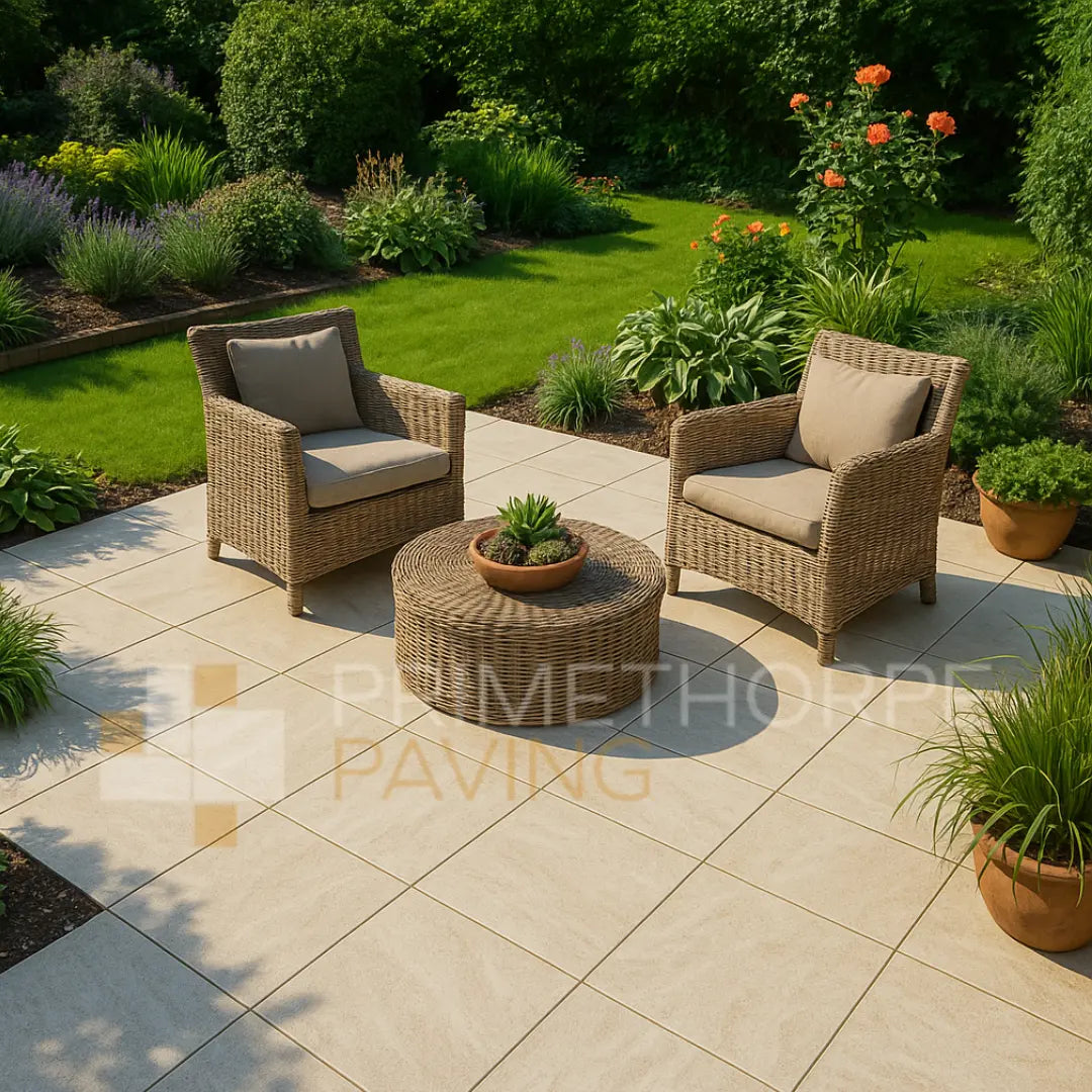 Stone Beige Porcelain Paving - 600 x 600