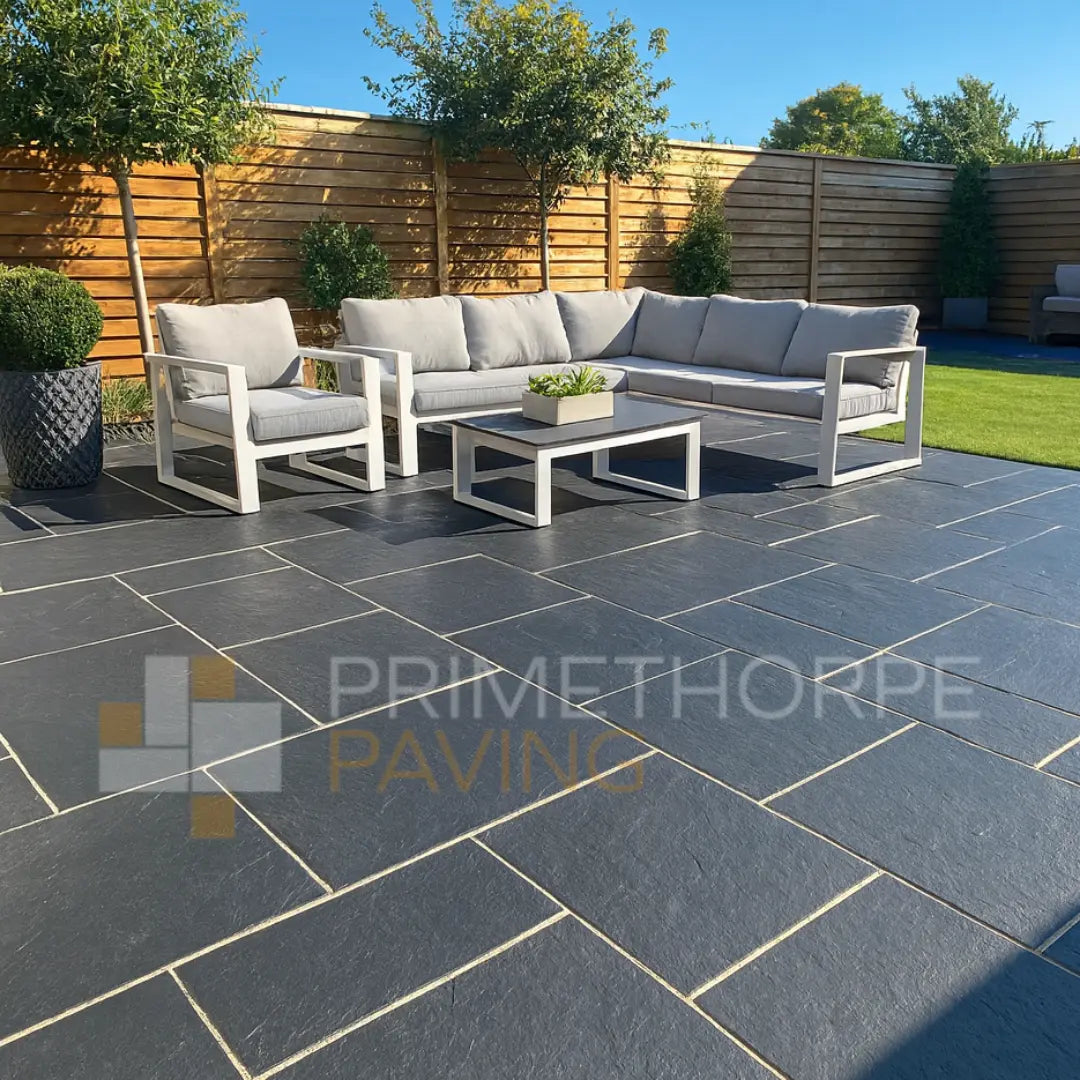 Kota Black Limestone Paving