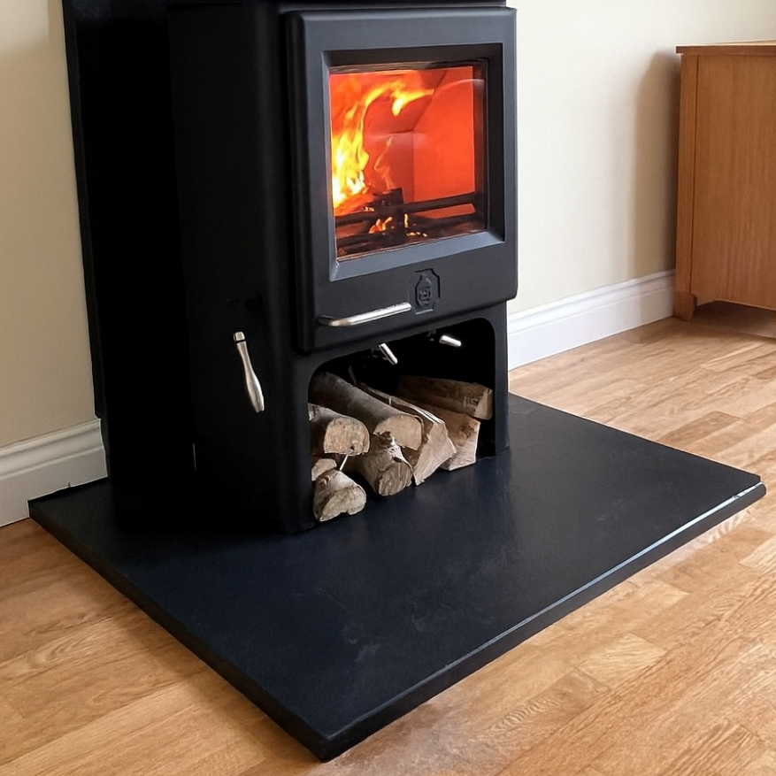 Riven Black Limestone Hearth – Standard Rectangle Cut to Size