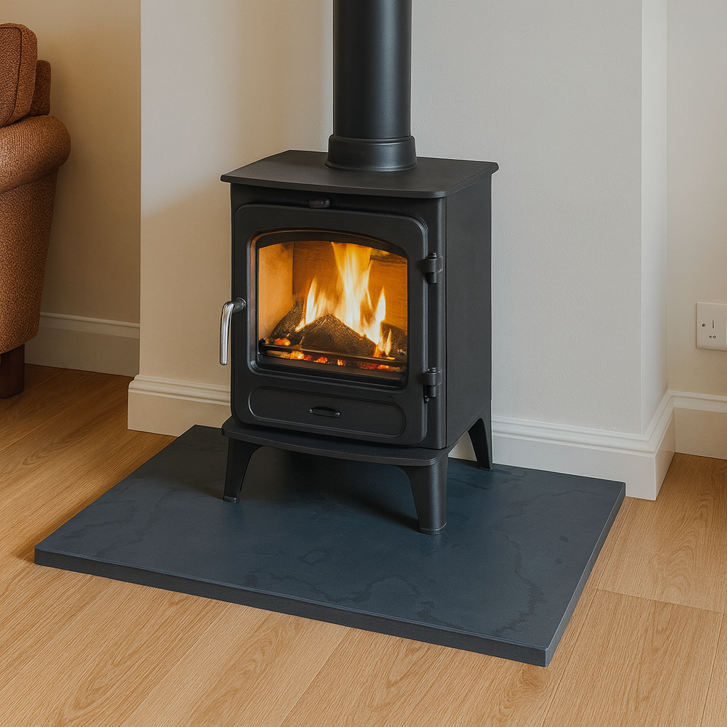 Black Honed Slate Hearth – Cut to Size and Shape