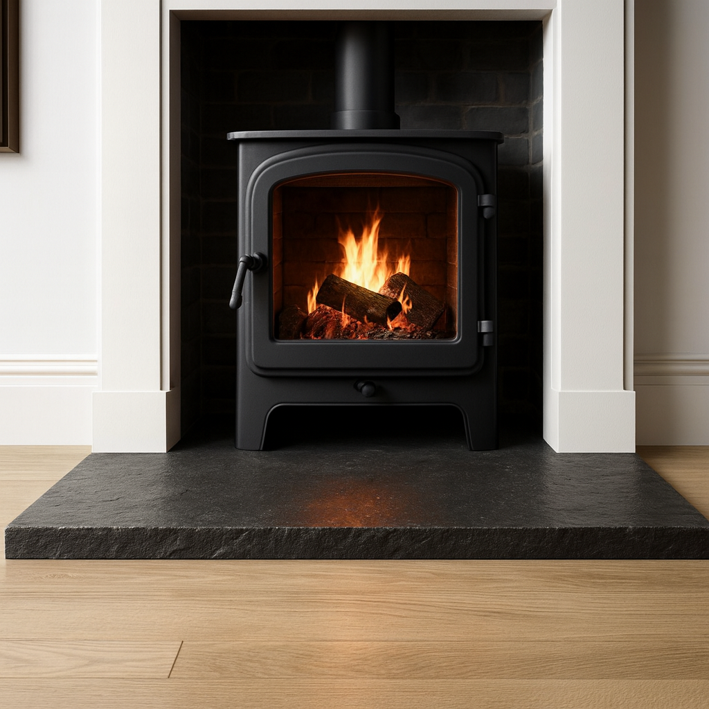 Riven Black Limestone Hearth – Bespoke Cut to Size & All Shapes