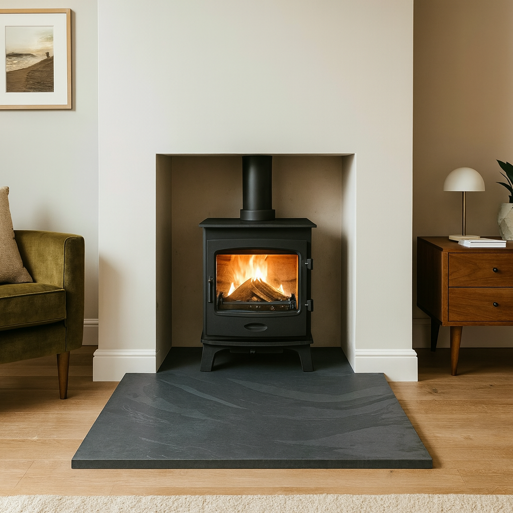 Riven Black Slate Hearth – Standard Rectangle Cut to Size
