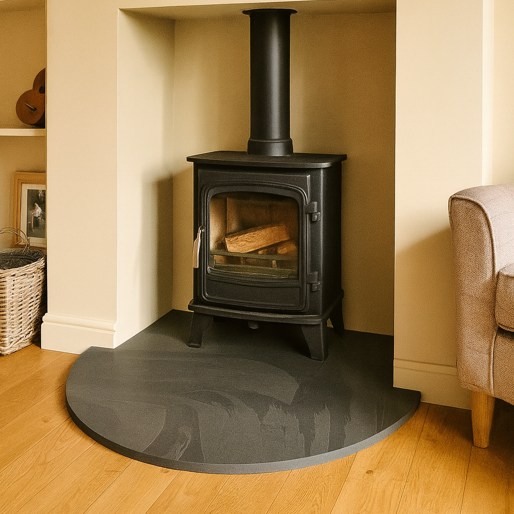 Black Riven Slate Hearth – Cut to Size and Shape