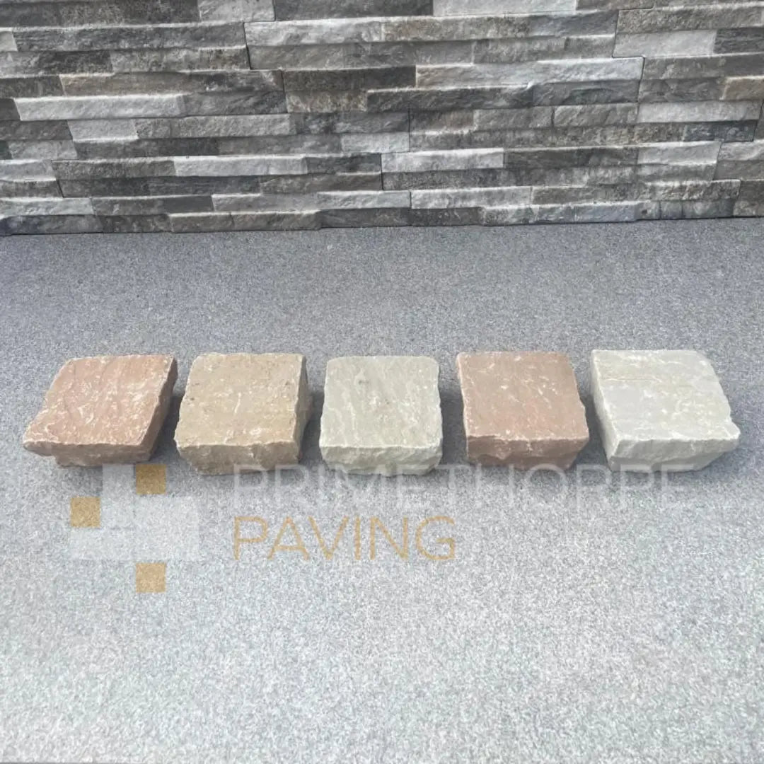 Raj Green Sandstone Cobble Setts - 100x100mm