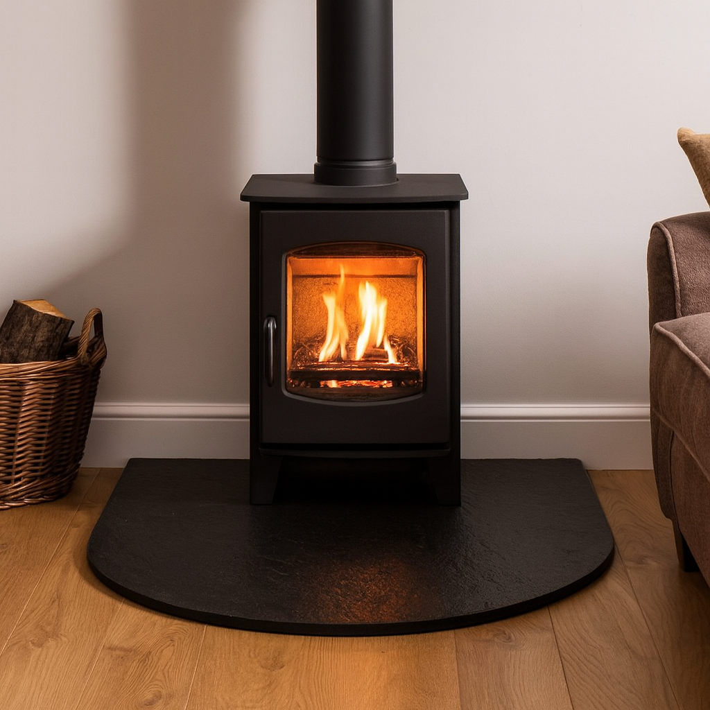 Riven Black Limestone Hearth – Bespoke Cut to Size & All Shapes