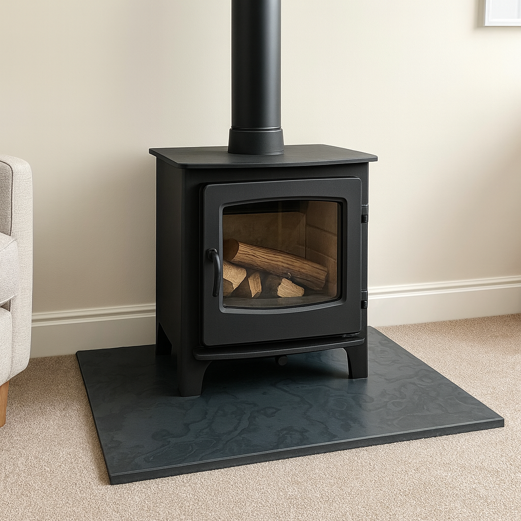 Honed Black Slate Hearth – Bespoke Cut to Size & All Shapes
