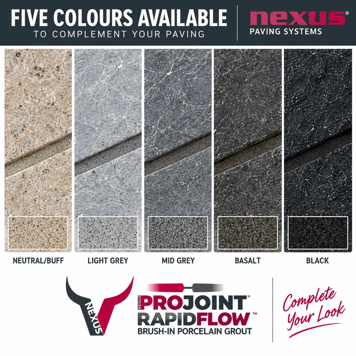 Nexus ProJoint RapidFlow Brush-In Porcelain Grout – 12.5kg