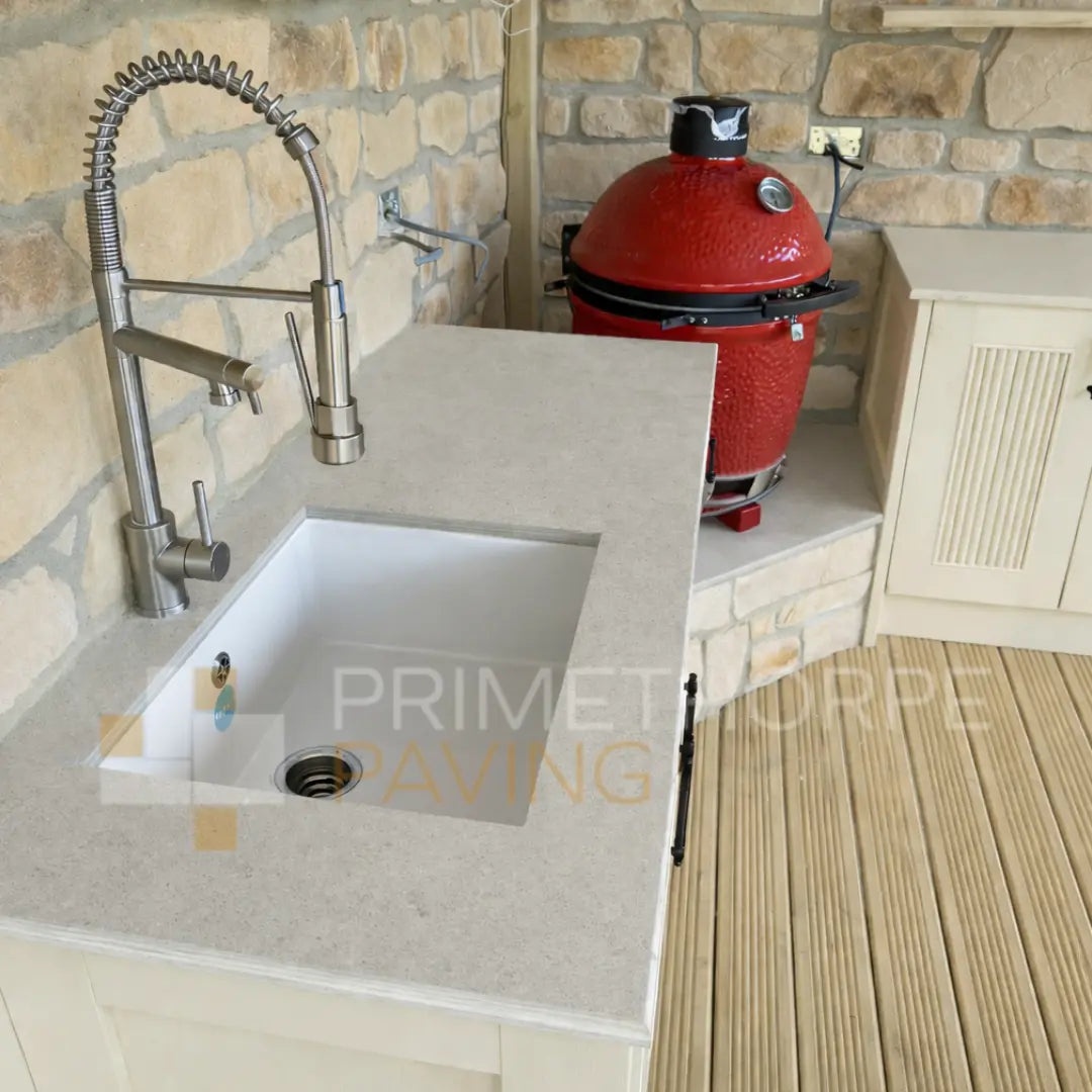 Porcelain - Cream Outdoor Kitchen Worktop - Ready Made - 1800x800mm