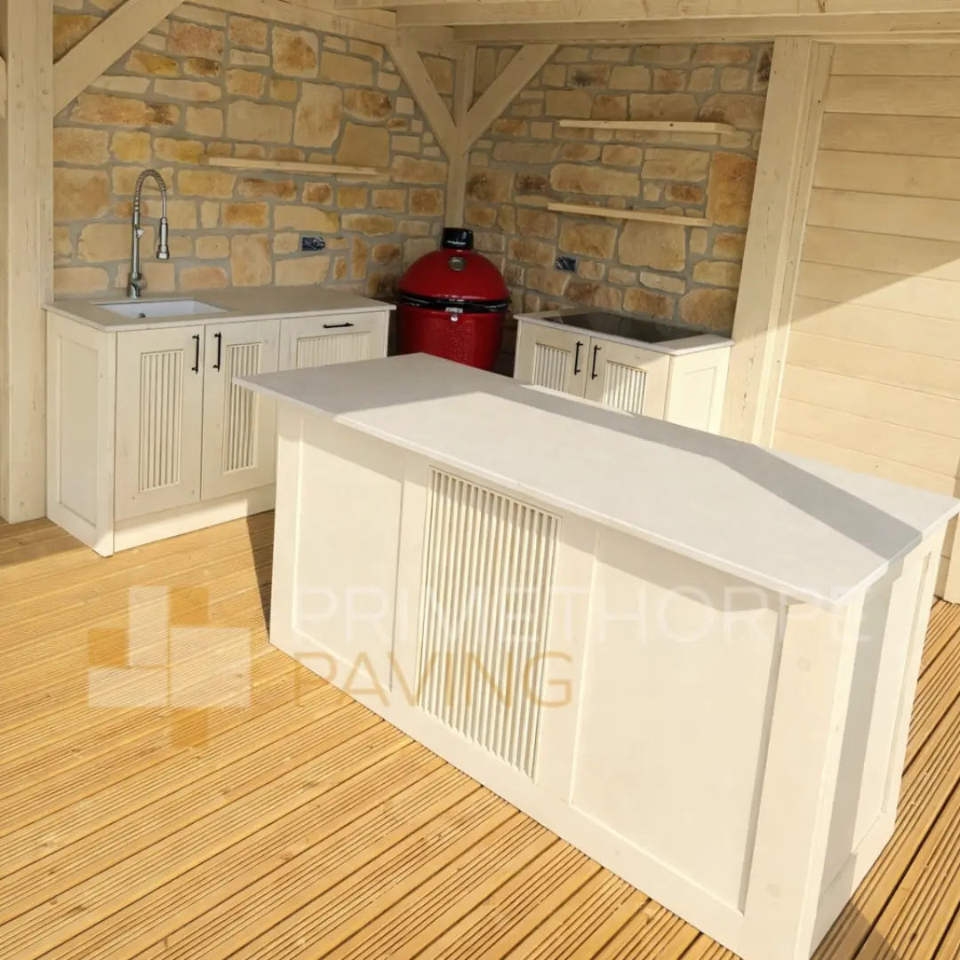 Porcelain - Cream Outdoor Kitchen Worktop - Ready Made - 1800x800mm
