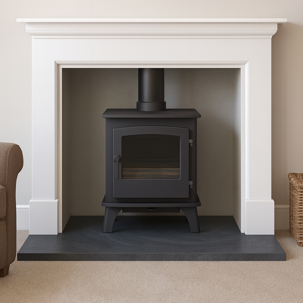 Honed Black Slate Hearth – Bespoke Cut to Size & All Shapes