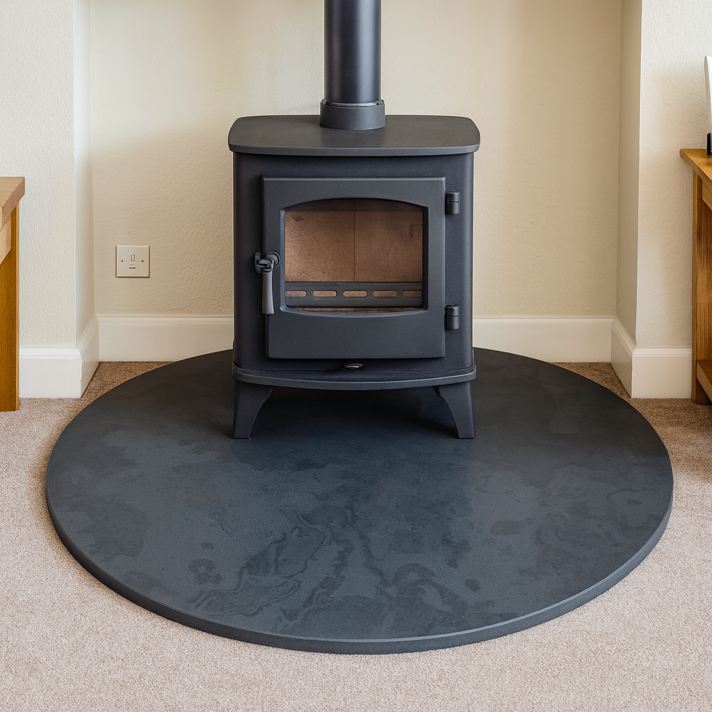 Honed Black Slate Hearth – Standard Rectangle Cut to Size