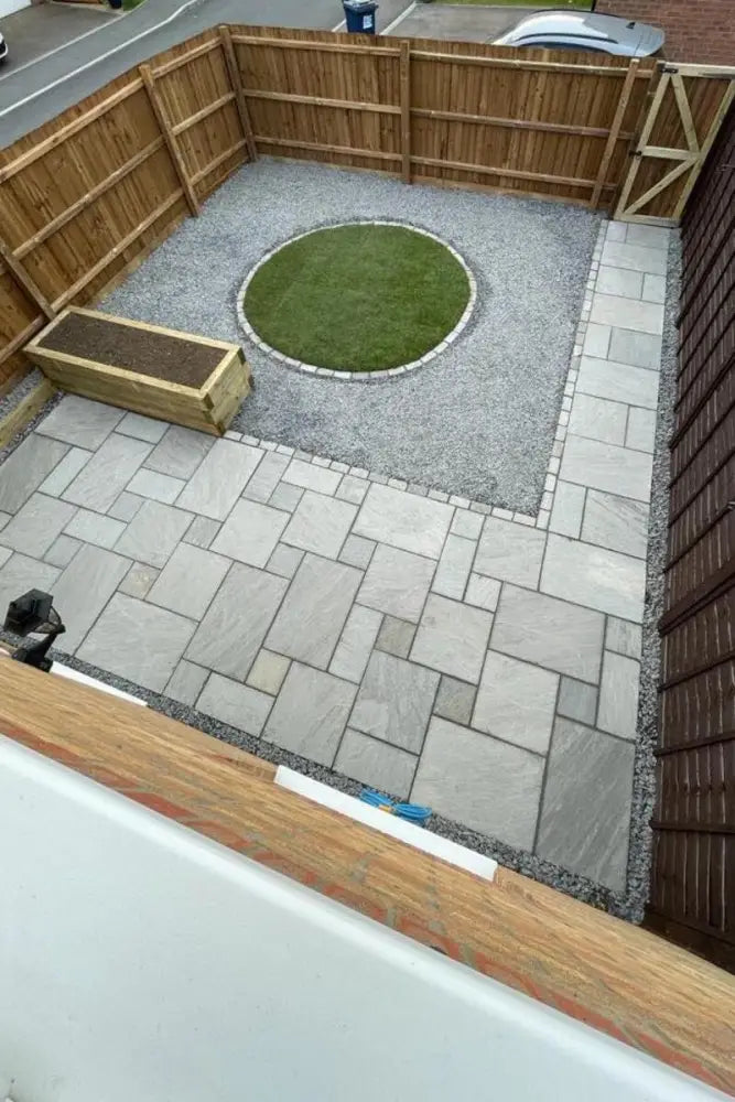 Kandla Grey Indian Sandstone Paving Slabs Bundles - Website Mixed Patio Pack Hand Cut