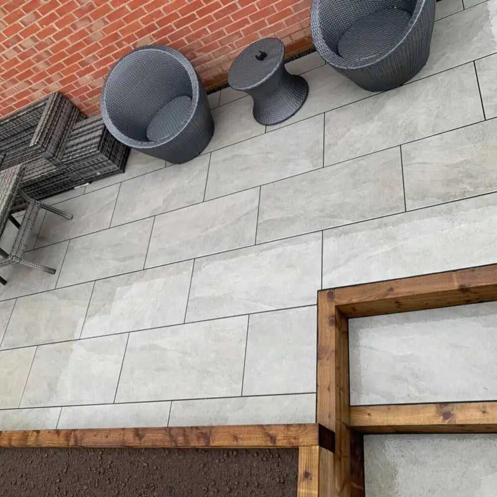 Masso Grey Outdoor Porcelain Paving Slabs - R11 Anti-Slip Tiles Lawn & Garden