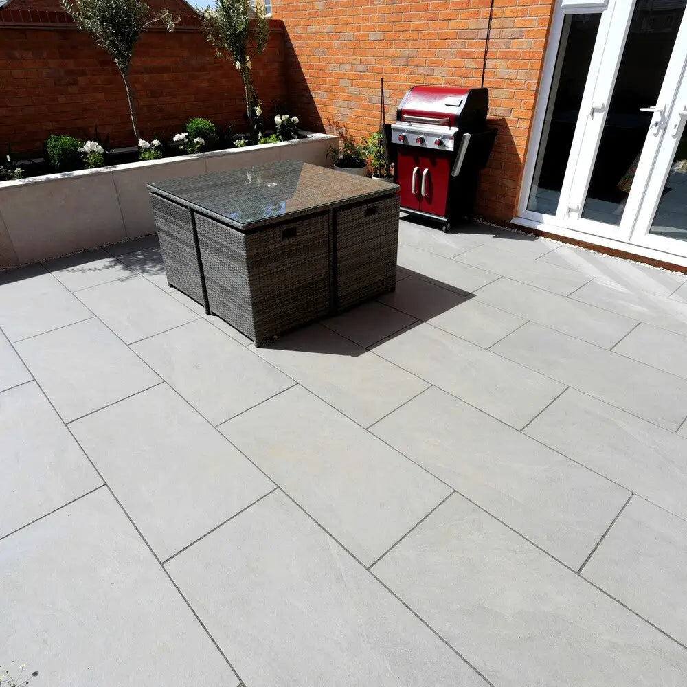 Masso Grey Outdoor Porcelain Paving Slabs - R11 Anti-Slip Tiles Lawn & Garden