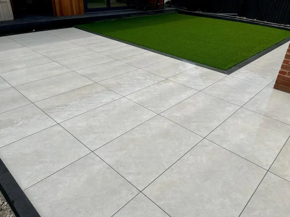 Quartz Light Grey Porcelain Paving Slabs - 900Mm X 600Mm