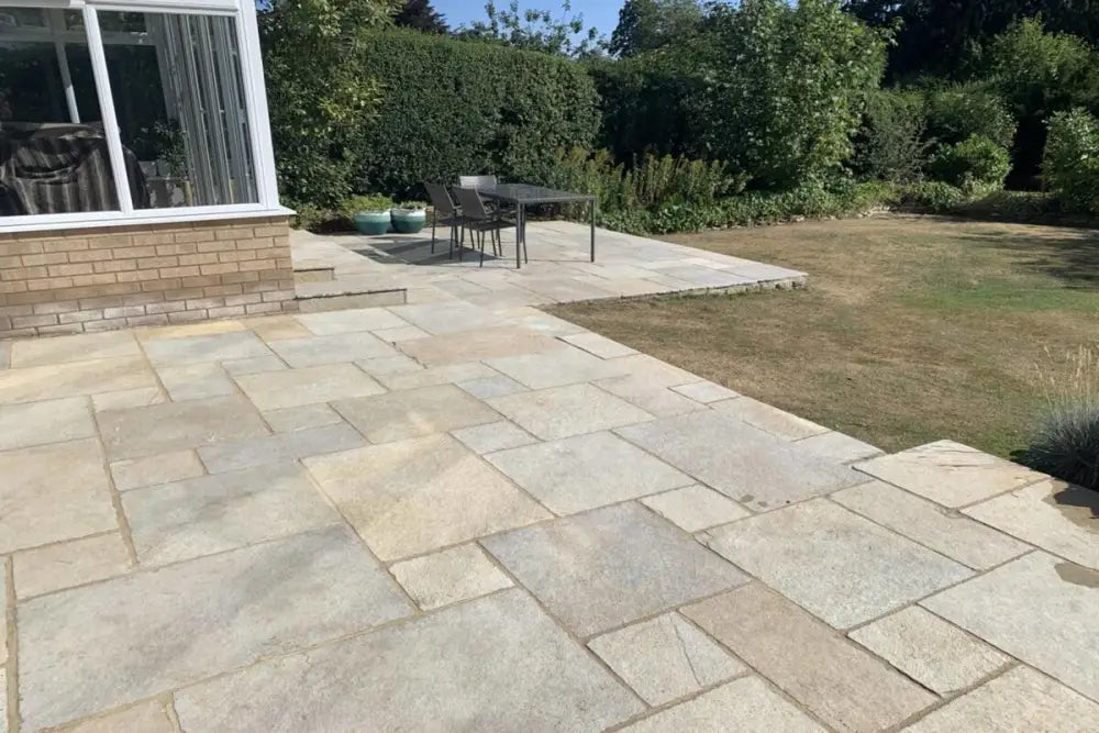 Yellow Limestone Paving Slabs Bundles - Website Mixed Patio Pack Antique Tumbled