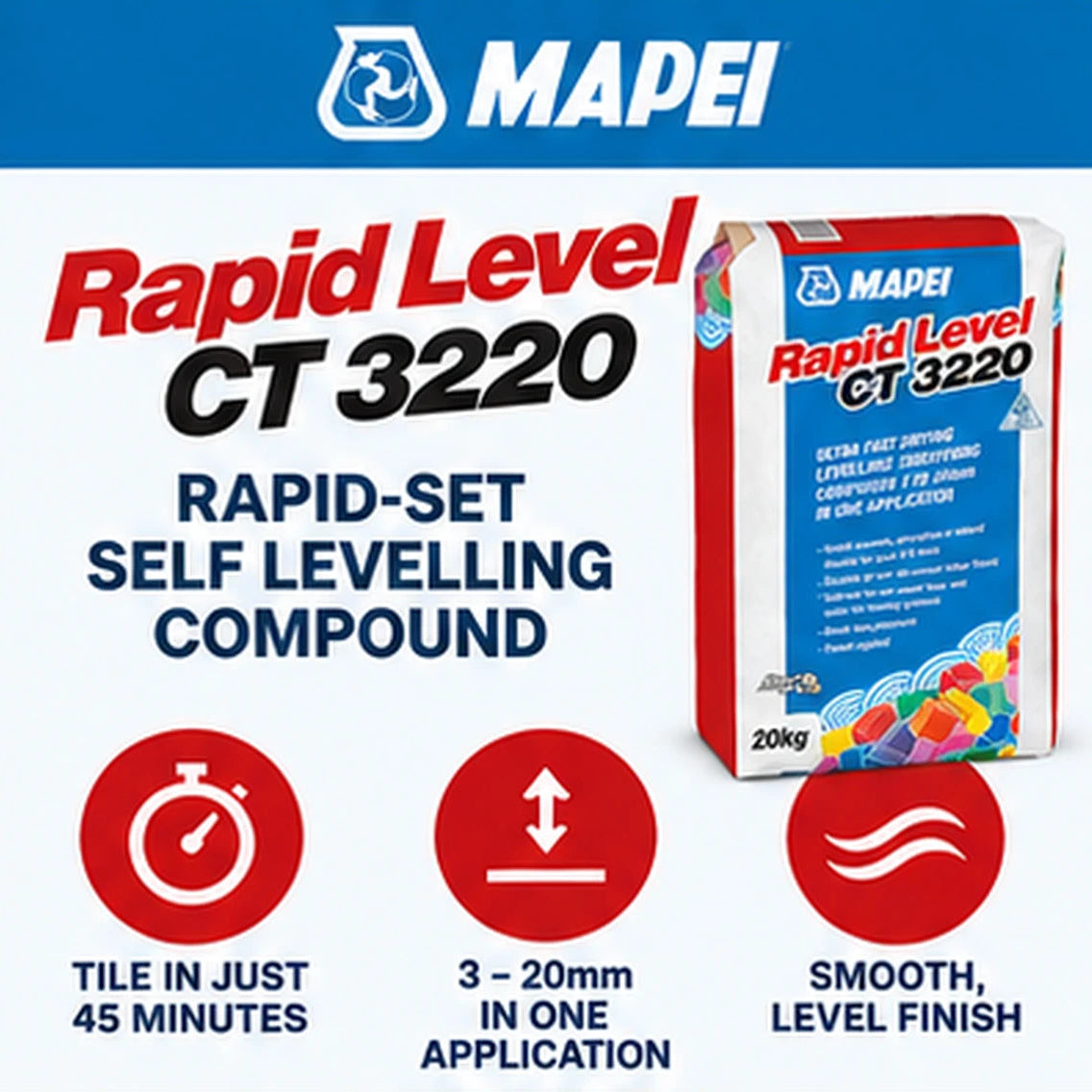 Mapei Rapid Level CT 3220 Self-Levelling Compound – 20kg