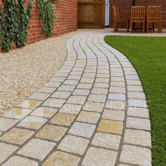 Yellow Limestone Cobble Setts - 100x100mm
