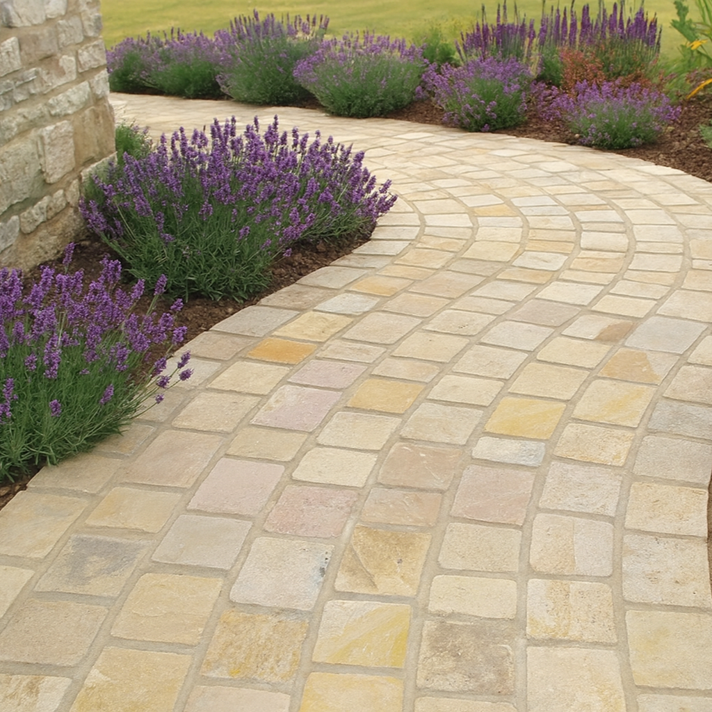 Fossil Mint Sandstone Cobble Setts - 100x100mm