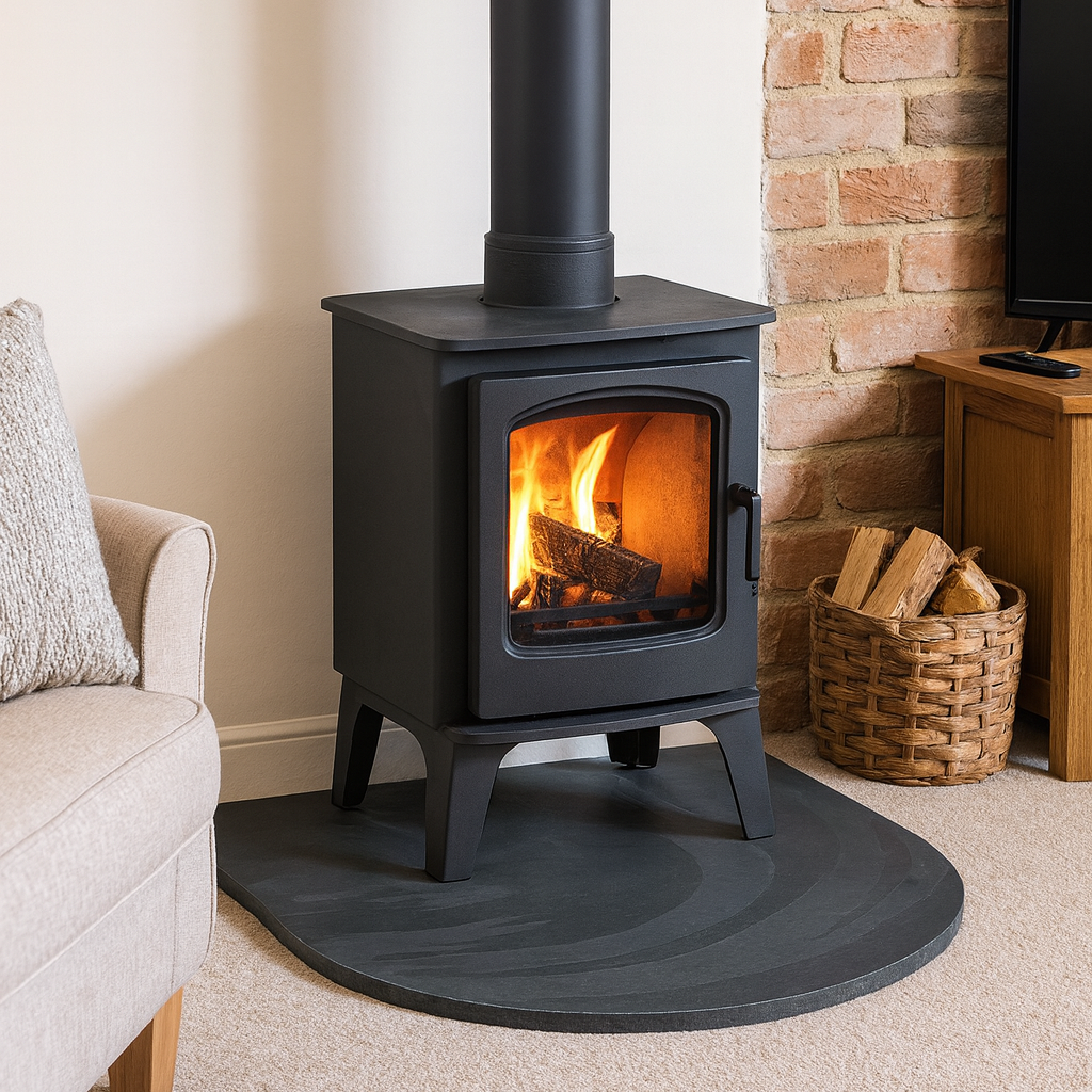 Black Riven Slate Hearth – Cut to Size and Shape