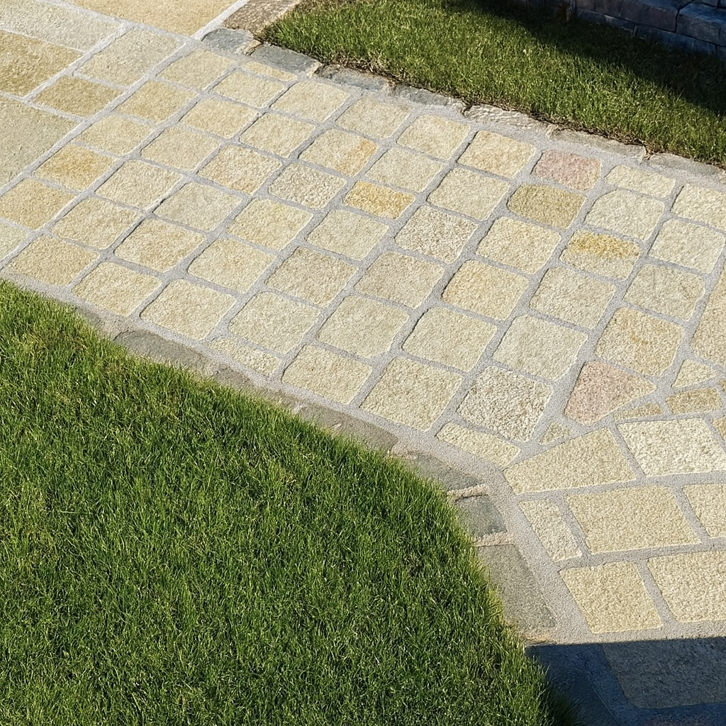 Yellow Limestone Cobble Setts - 100x100mm