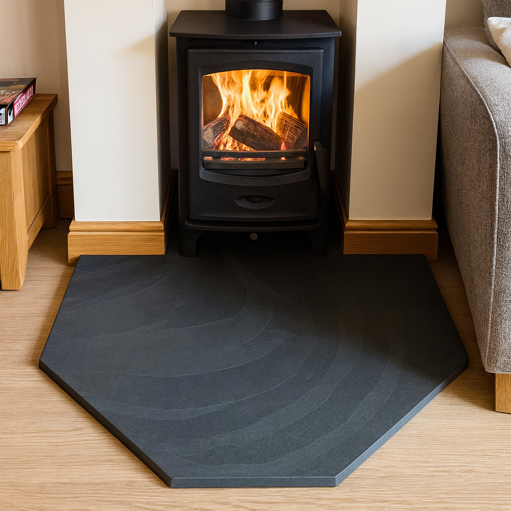Riven Black Slate Hearth – Standard Rectangle Cut to Size