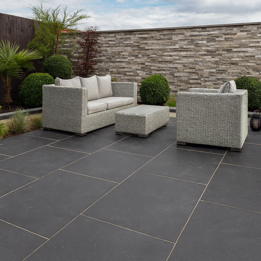 Kota Black Limestone Paving