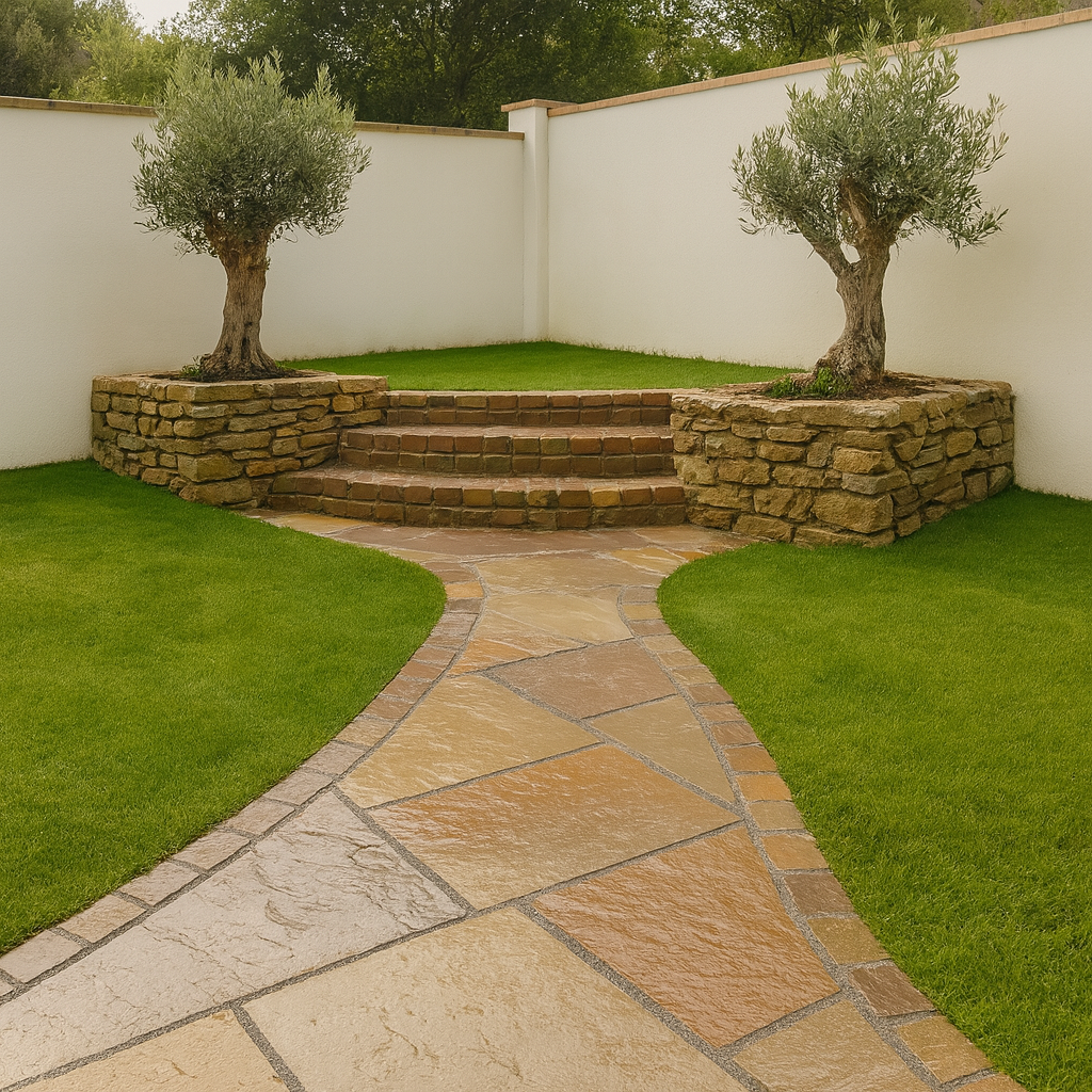 Raj Green Sandstone Cobble Setts - 100x100mm