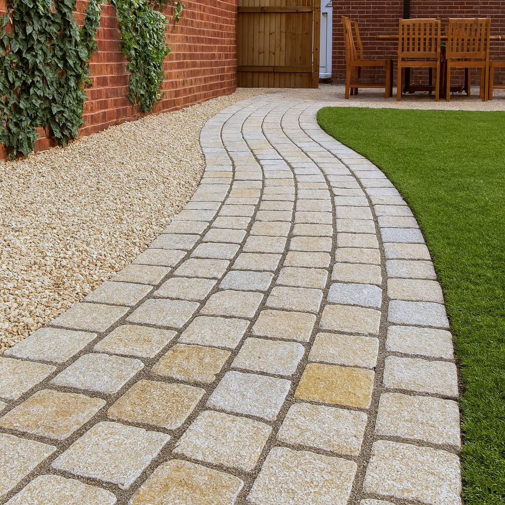 Yellow Limestone Cobble Setts - 100x100mm