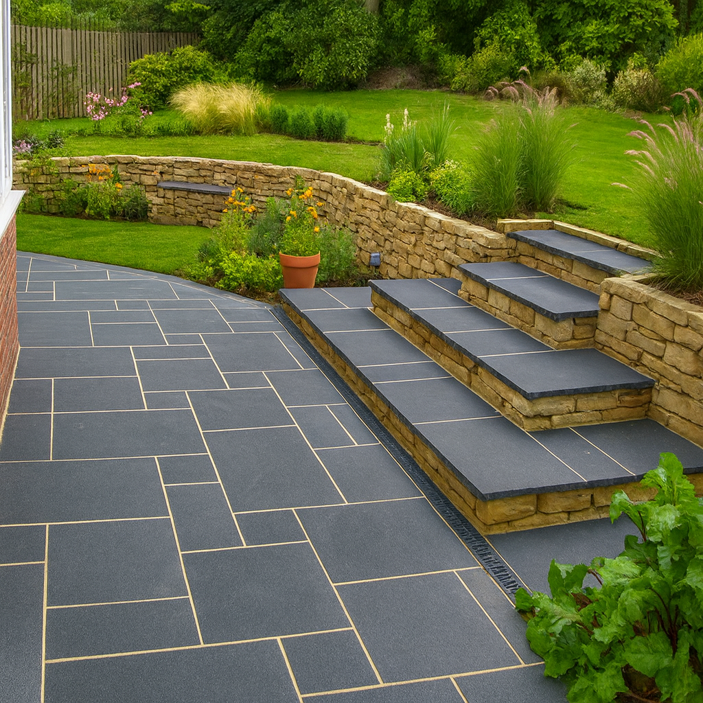 Kota Black Limestone Paving