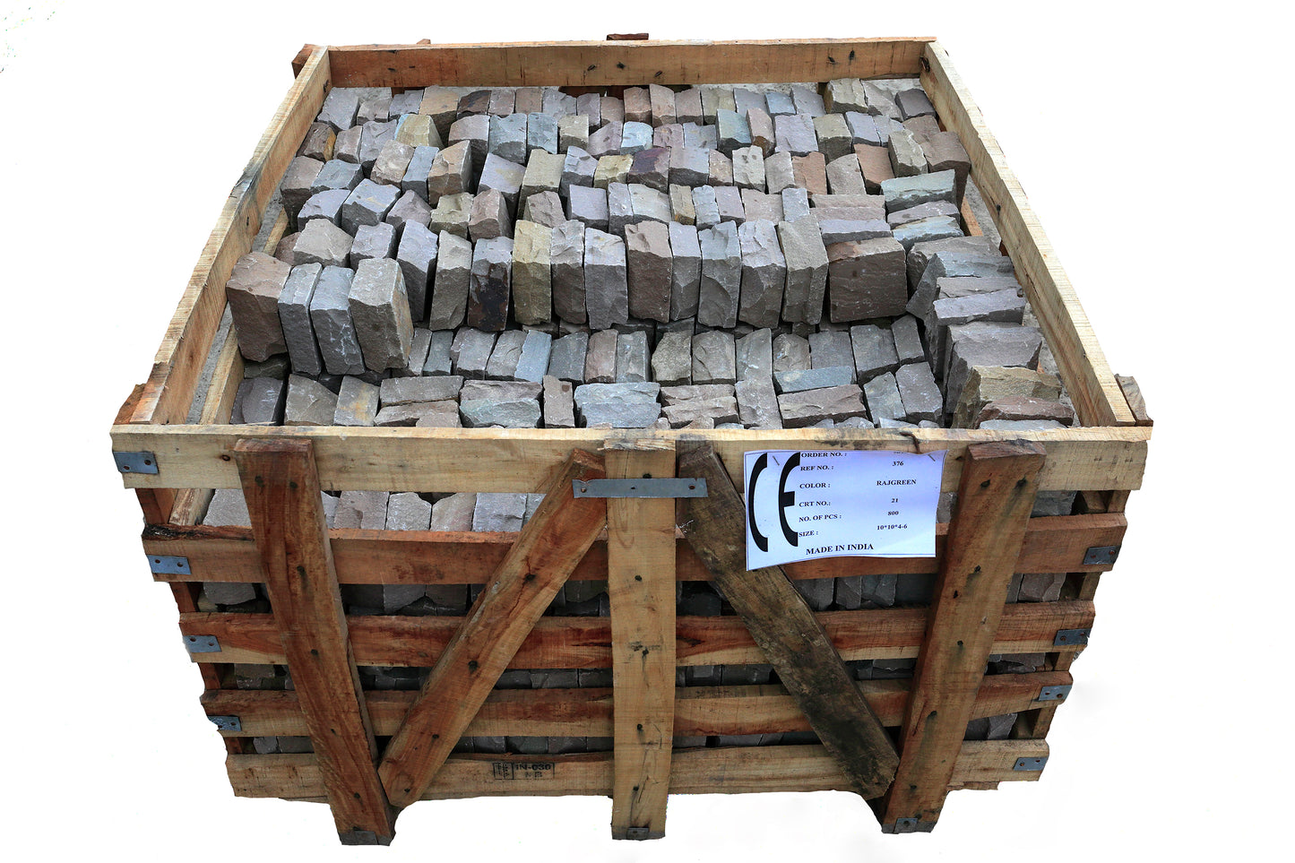 Raj Green Sandstone Cobble Setts - 100x100mm