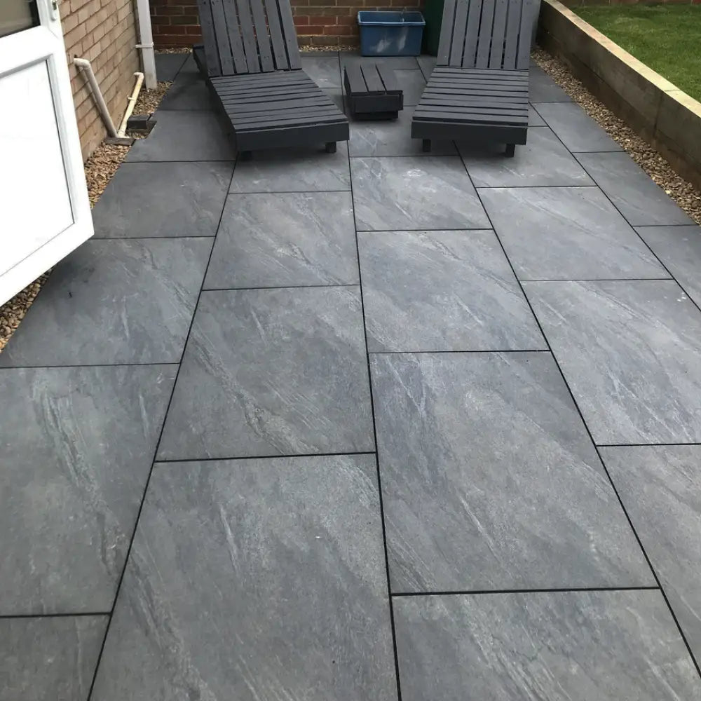 Cathedral Anthracite Porcelain Paving Slabs - 900Mm X 600Mm
