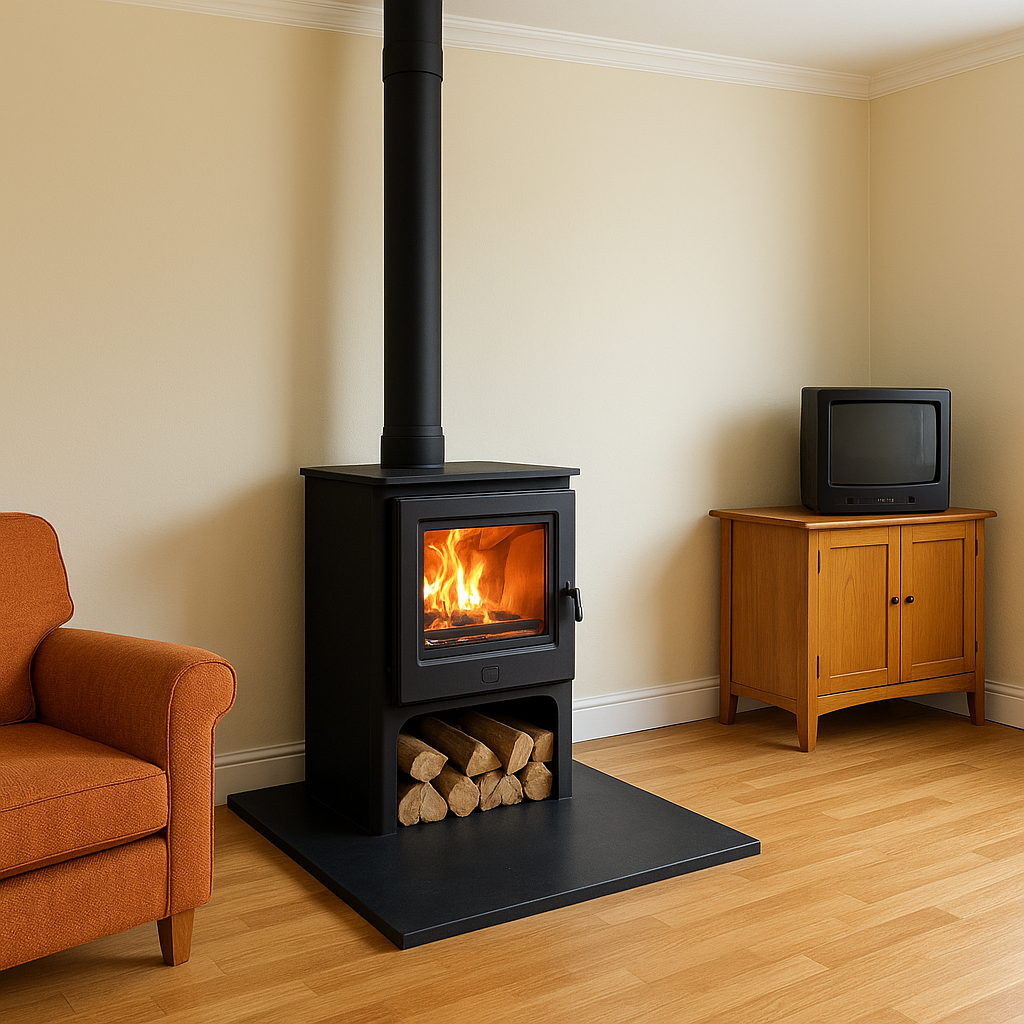 Riven Black Limestone Hearth – Standard Rectangle Cut to Size