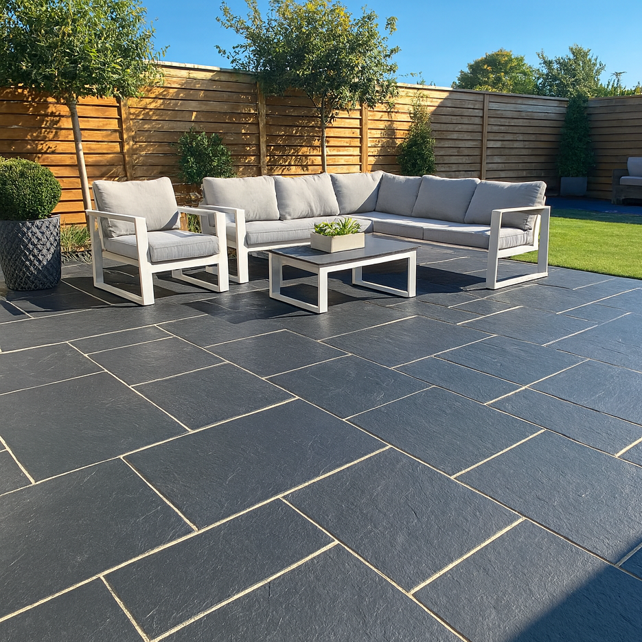 Kota Black Limestone Paving