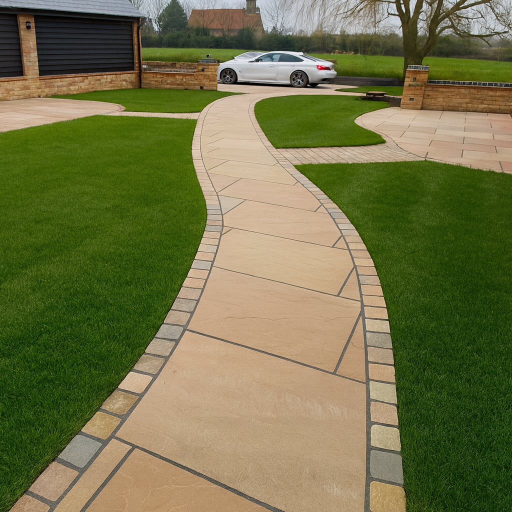 Raj Green Sandstone Cobble Setts - 100x100mm