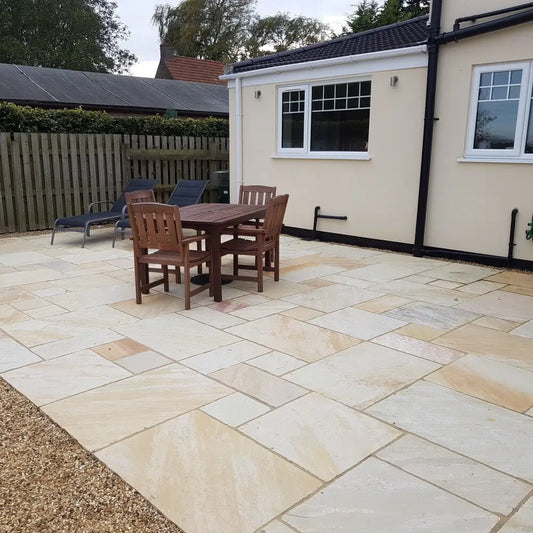 Fossil Mint Indian Sandstone Paving Slabs Mixed Sizes / 5M2 Natural Stone